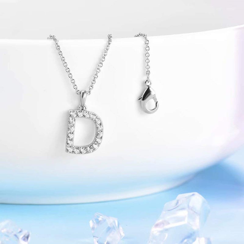 Tarsus D Initial Letter Stainless Steel Silver Alphabet Pendant Necklace Monogram charm cubic zirconia Jewelry Gifts for Women Teen - Image 3